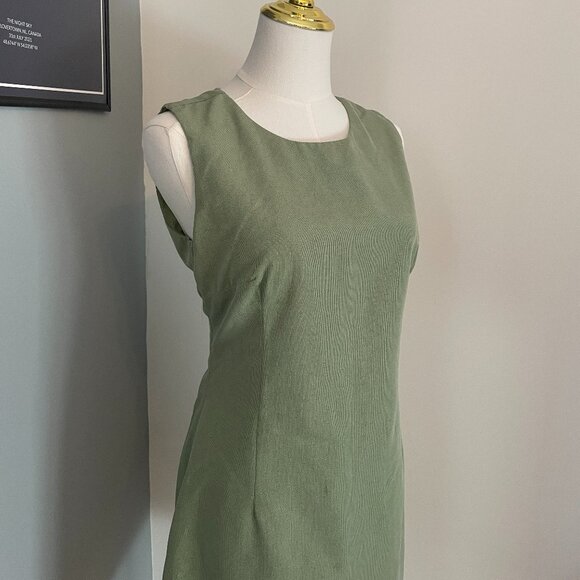 Vintage Sage Green Sleeveless Sheath Dress - Picture 3 of 5